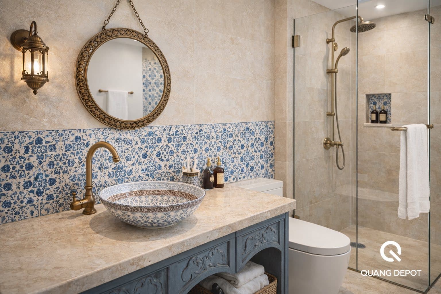 Bồn Rửa Sứ Hoa Văn Moroccan