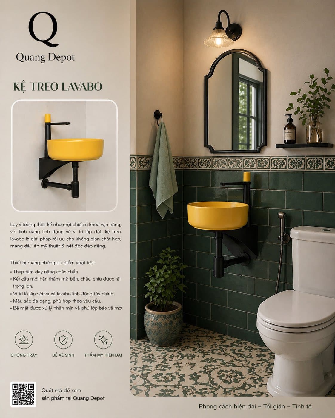 Kệ Treo Lavabo Khung Sắt Hiện Đại